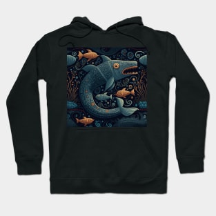 Sea Faring Sea Monster Surrounded by Shoal and Shimmering Seaweed 1 Hoodie